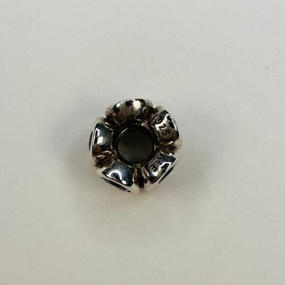 Pandora Sterling Silver Purple Stone Slider Bead Charm 925 - Picture 3 of 4
